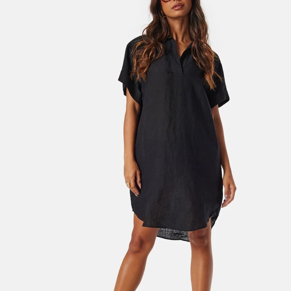 VICCI Germany 100% Linen Denim Like Blue Organic Mini Dress sz S